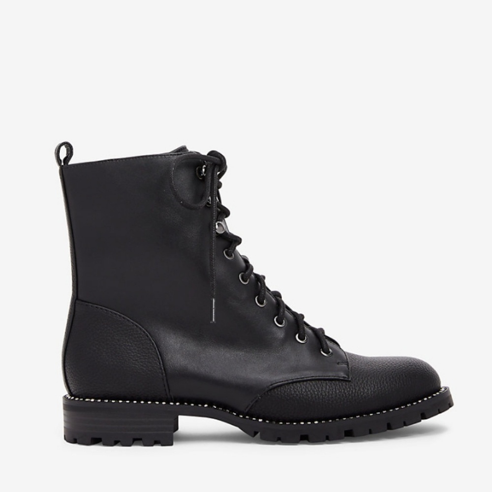 Black Rhinestone Lug Boots